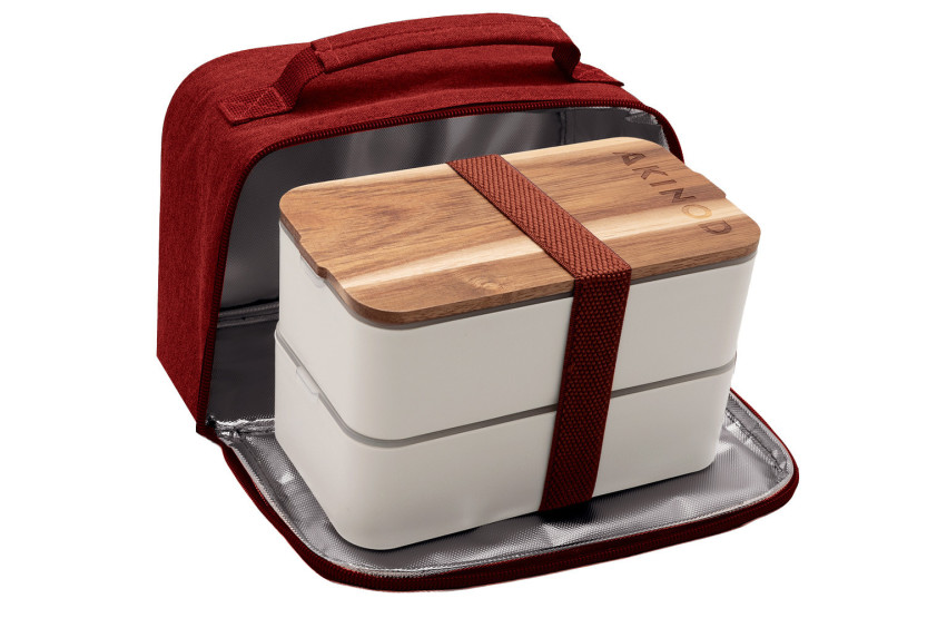 Akinod-Kühltasche in Terrakotta + weißes Bento-Box, 1,4 l
