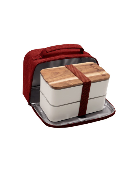 Akinod Terracotta Insulated Bag + White 1.4L Bento Box