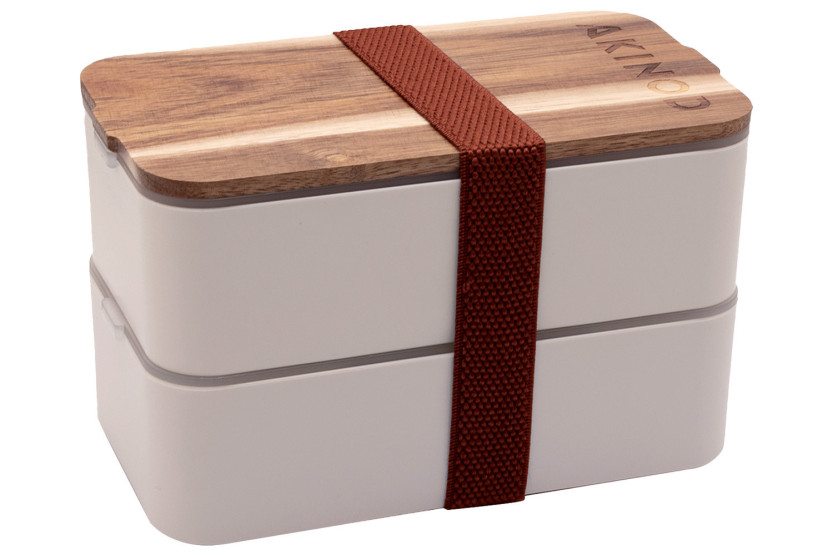 Borsa termica Akinod color terracotta + Bento bianco da 1,4 L