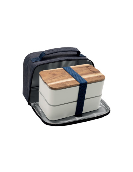 Akinod-koeltas in jeansblauw + witte Bento-box van 1,4 l