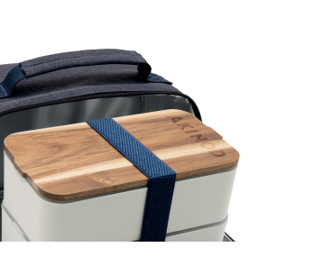 Akinod-koeltas in jeansblauw + witte Bento-box van 1,4 l 2