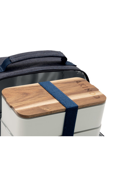 Akinod Denim Blue Insulated Bag + White 1.4L Bento Box
