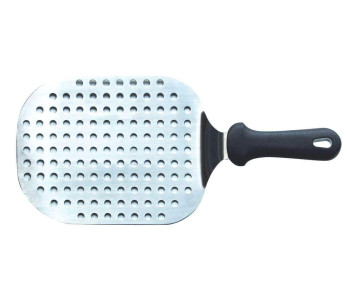 18 x 22 cm perforerad serveringsspade i rostfritt stål, perfekt för pizza