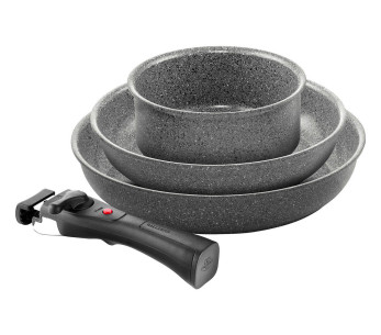 Ballarini Torre -4-osainen keittosetti: 1 paistinpannu 24 cm + 1 paistinpannu 28 cm + 1 kattila 16 cm + 1 irrotettava kahva