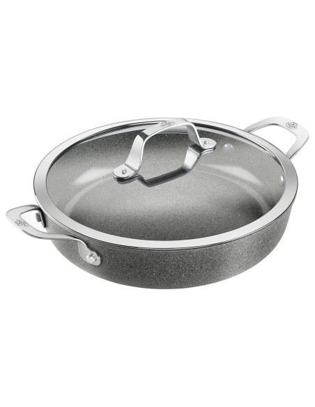 Ballarini Salina non-stick stegepande, 28 cm, med 2 håndtag og glaslåg