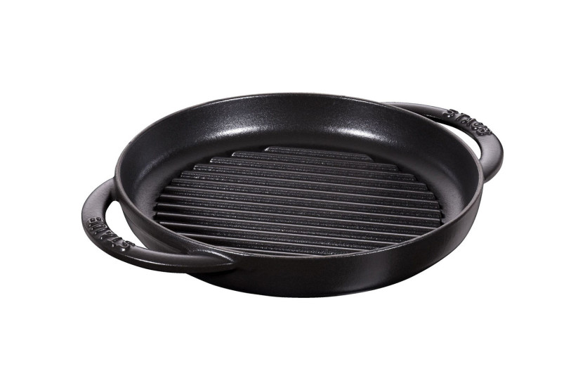 Staub Pure -grilli, pyöreä, mattamusta emaloitu valurauta