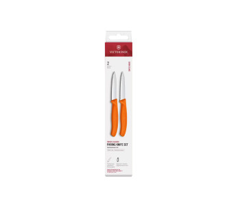 2 Victorinox -skalknivar i orange, med en tandad och en slät bladlängd på 8 cm 2