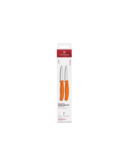 2 kpl Victorinox -keittiöveistä, oranssi, hammastettu ja sileä terä, 8 cm
