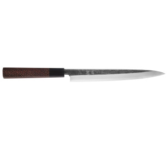 24 cm:n pituinen japanilainen käsityönä valmistettu Hatsukokoro Shirasagi -yanagiba-veitsi, wengé-kahva