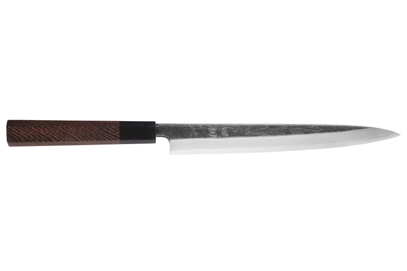 Handgefertigtes japanisches Yanagiba-Messer (24 cm) von Hatsukokoro Shirasagi mit Wengé-Griff