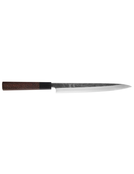 24-cm Handcrafted Japanese Yanagiba Knife by Hatsukokoro Shirasagi with a Wenge Handle
