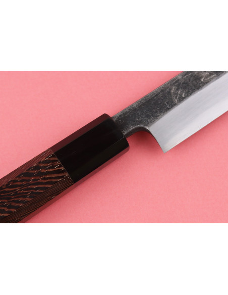 Cuchillo yanagiba japonés artesanal Hatsukokoro Shirasagi de 24 cm con mango de wengué