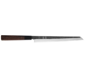 Handgemaakt Japans yanagiba kiritsuke-mes van 27 cm van Hatsukokoro Shirasagi met een handvat van wengé