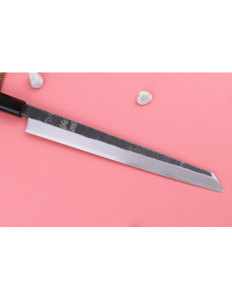 Handgefertigtes japanisches Yanagiba-Kiritsuke-Messer, 27 cm, von Hatsukokoro Shirasagi, mit Wengé-Griff