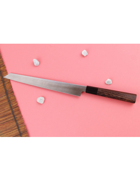 27-cm Japanese Handcrafted Hatsukokoro Shirasagi Yanagiba Kiritsuke Knife with Wenge Handle