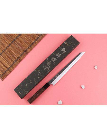 27-cm Japanese Handcrafted Hatsukokoro Shirasagi Yanagiba Kiritsuke Knife with Wenge Handle