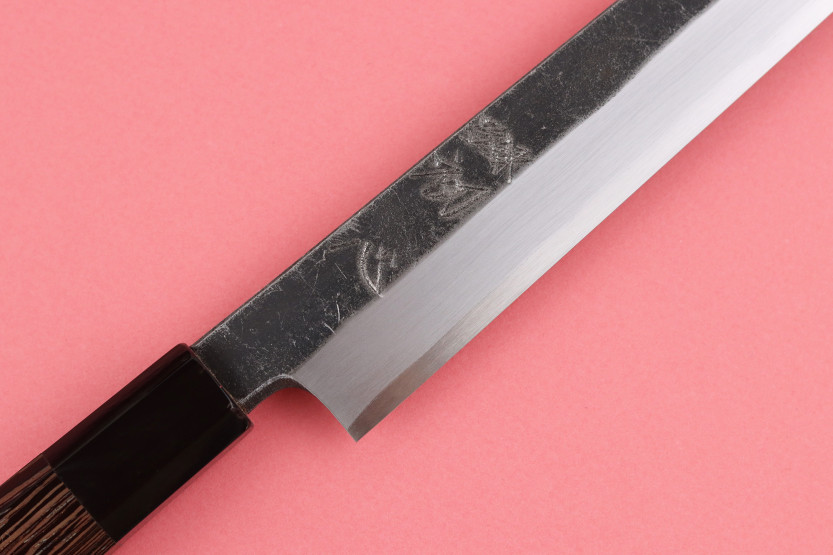 Håndlaget japansk yanagiba kiritsuke-kniv, 27 cm, fra Hatsukokoro Shirasagi, med wengé-skaft