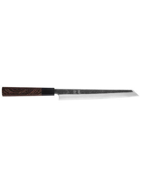 Faca yanagiba kiritsuke japonesa artesanal Hatsukokoro Shirasagi, de 24 cm, com cabo em wengué