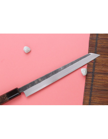 Handgefertigtes japanisches Yanagiba-Kiritsuke-Messer, 24 cm, von Hatsukokoro Shirasagi, mit Wengé-Griff