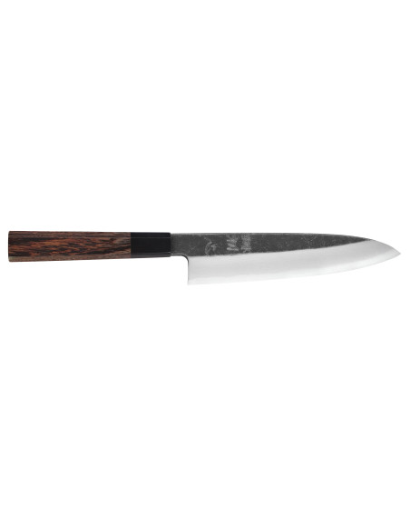 Faca gyuto assimétrica de 21 cm, artesanal japonesa da marca Hatsukokoro Shirasagi, com cabo em wengué