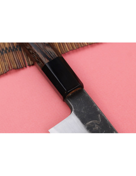 Faca gyuto assimétrica de 21 cm, artesanal japonesa da marca Hatsukokoro Shirasagi, com cabo em wengué