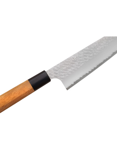 Handgemaakt Japans koksmes van 20 cm, Nigara Hamono Migaki Tsuchime SG2, teak