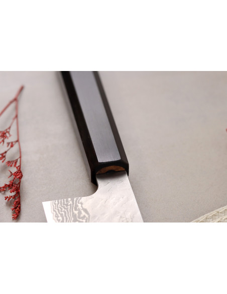 17cm Handcrafted Japanese Nigara Hamono Tsuchime VG10 Damascus Santoku Knife