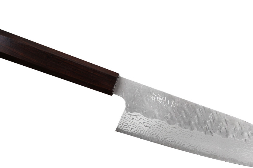 17cm Handcrafted Japanese Nigara Hamono Tsuchime VG10 Damascus Santoku Knife