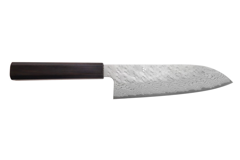 Håndlavet japansk santoku-kniv, 17 cm, fra Nigara Hamono, Tsuchime, VG10 -damask