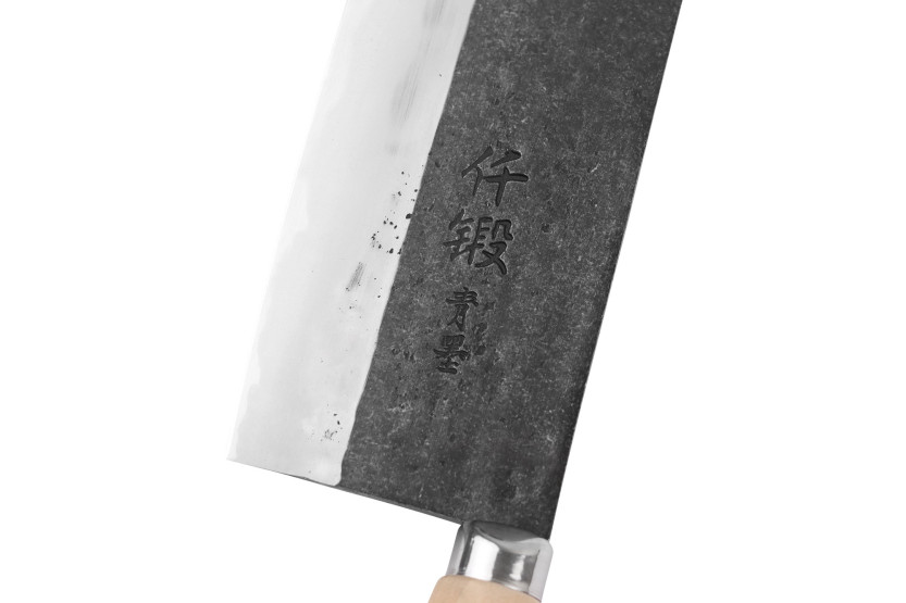 Handgefertigtes japanisches Kochmesser im chinesischen Stil, 17 cm, Hatsukokoro Sentan Kurouchi Migaki, aus Ahornholz