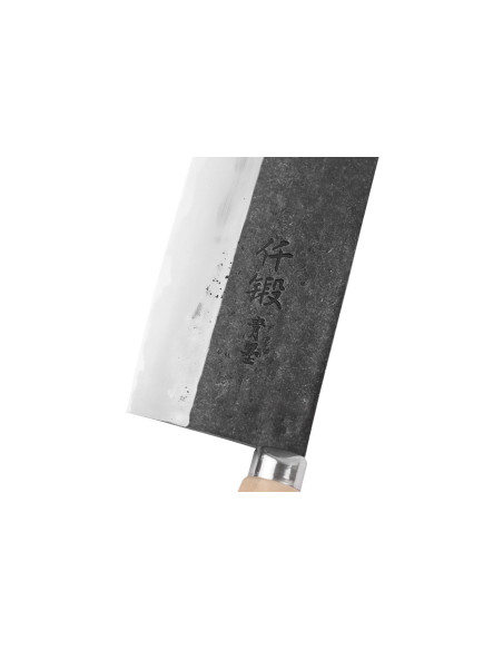 Håndlavet japansk kinesisk kokkekniv, 17 cm, Hatsukokoro Sentan Kurouchi Migaki, i ahorntræ