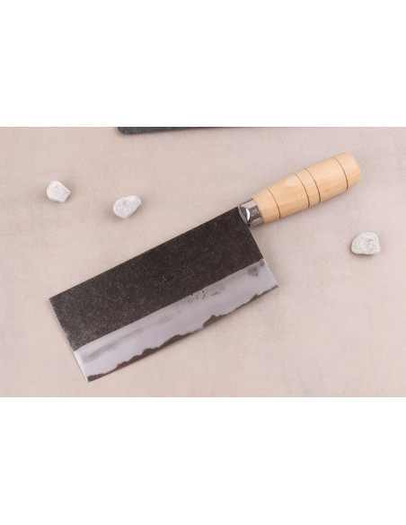 Håndlavet japansk kinesisk kokkekniv, 17 cm, Hatsukokoro Sentan Kurouchi Migaki, i ahorntræ