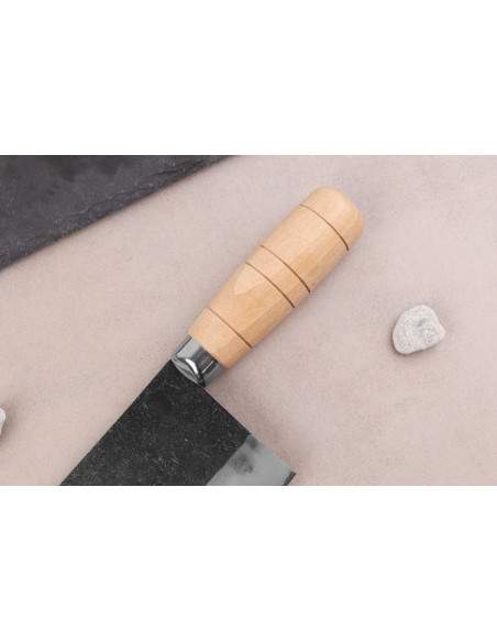 Cuchillo de chef chino artesanal japonés de 17 cm «Hatsukokoro Sentan Kurouchi Migaki», de madera de arce