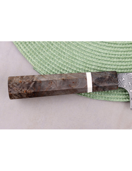 Håndlaget japansk kok kek niv, 23 cm, Nigara Hamono Anmon Damascus SG2