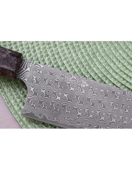Cuchillo de chef japonés artesanal de 23 cm, Nigara Hamono Anmon Damasco SG2