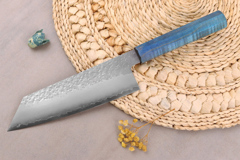 Handgefertigtes japanisches Bunka -Messer, 17 cm, Hado Shiosai VG10, blauer Griff