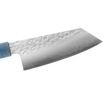 Håndlaget japanskko-bunka -kniv, 13 cm, Hado Shiosai VG10, blått håndtak 2