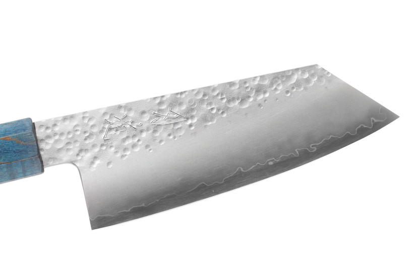 Håndlavet japanskKo-Bunka -kniv, 13 cm, Hado Shiosai VG10, med blåt skaft