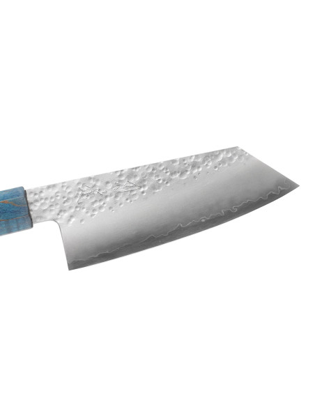 Handgefertigtes japanischesKo-Bunka -Messer, 13 cm, Hado Shiosai VG10, blauer Griff