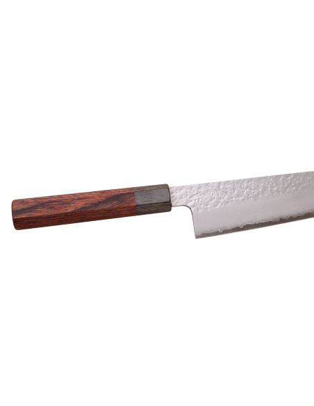 Faca japonesa artesanal Kiritsuke de 20 cm, marca Hado Shiosai, em aço VG10, com cabo em madeira de pakka