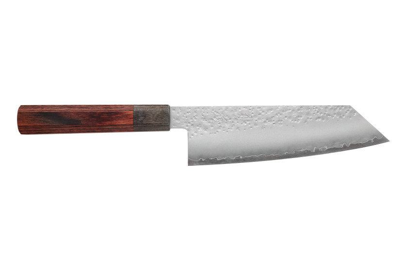 Faca Bunka japonesa artesanal de 17 cm, da marca Hado Shiosai, em aço VG10, com cabo em madeira de pakka
