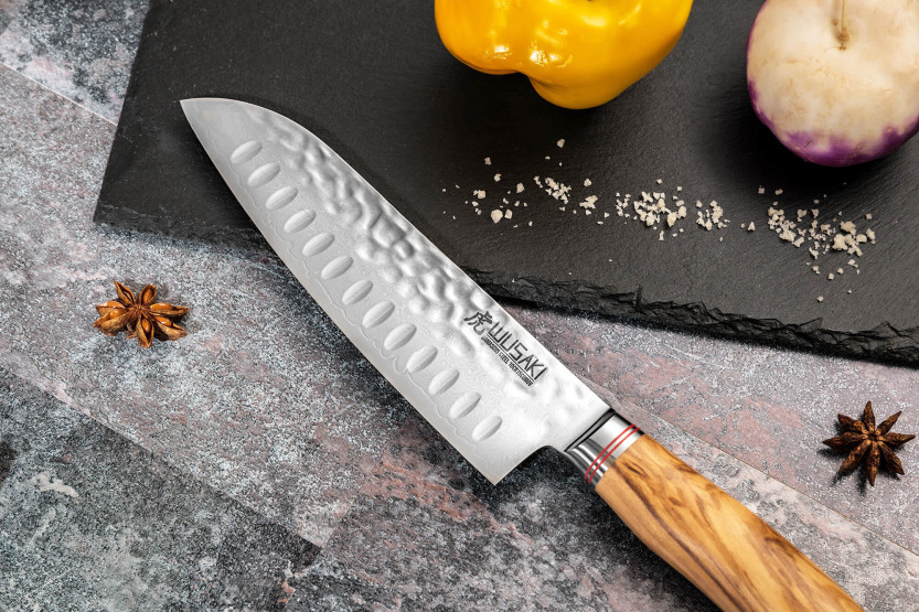 Wusaki santokumesser 10Cr mit mit Kullen 18cm Griff aus Olivenholz