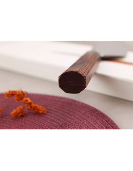 Coltello Bunka giapponese artigianale Hado Shiosai da 17 cm, lama in acciaio VG10, manico in legno di pakka