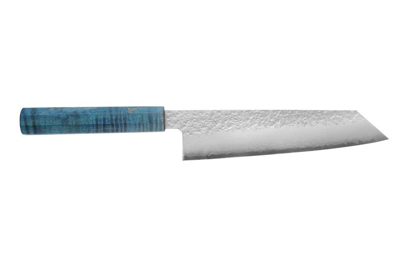 Håndlaget japansk kiritsuke-kniv, 20 cm, Hado Shiosai VG10, blått håndtak