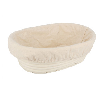 Cesto oval para pão Patisdécor em rattan e lona de linho