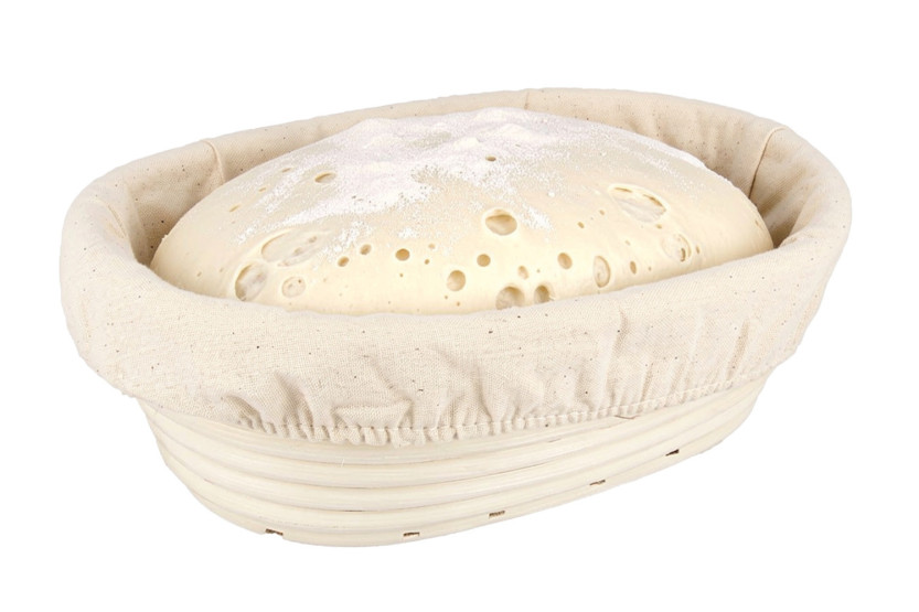 Patisdécor Oval Bread Proving Basket Made of Rattan and Linen Canvas