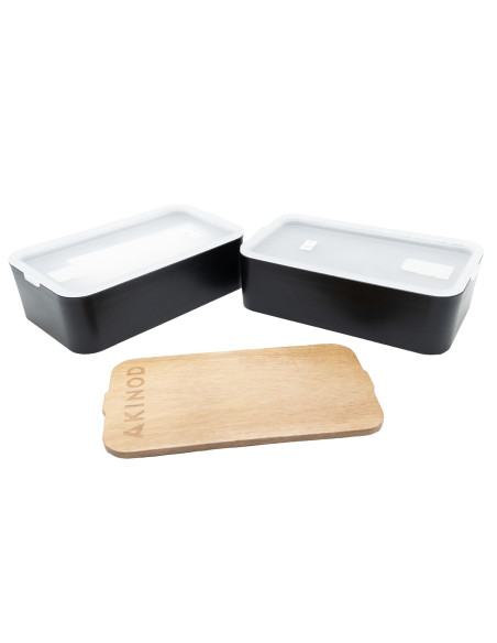 Bento Akinod 11:46 preto com tampa em acácia, 1,4 L