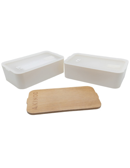Bento Akinod 11:46 wit met deksel van acaciahout 1,4 l
