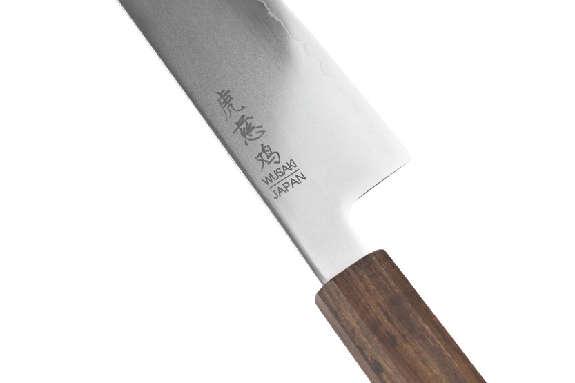20 cm:n pituinen japanilainen käsintehty sujihiki kiritsuke -veitsi, Wusaki Hikari SLD, bubinga-kahva