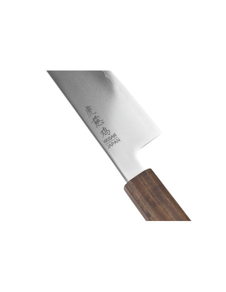 Cuchillo sujihiki kiritsuke japonés artesanal de 20 cm de Wusaki Hikari SLD con mango de bubinga